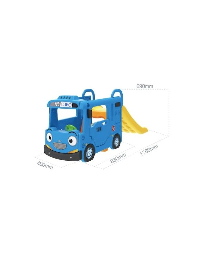 YaYa Y1969 Compact Bus Slide for Kids – Indoor & Outdoor Playset for Kids, Safe Play Area, Handrails, Lights & Sounds, Toddler Slide & Playhouse, Blue