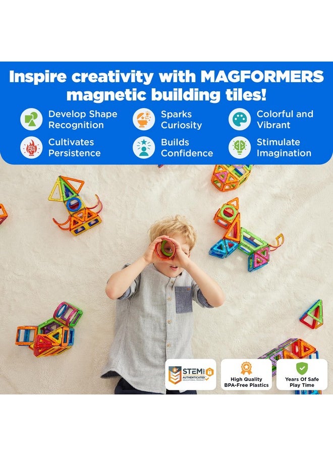 Basic 42-Piece Set | Magnetic Tiles Building Blocks, Educational Kit, Stem Toy Set | Magnetic Building Tiles For Kids To Develop Problem-Solving Abilities And Shape Recognition