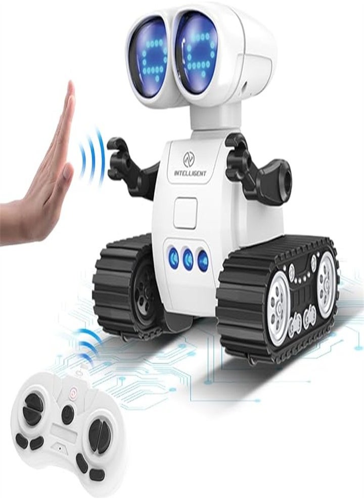 Kids Remote Control Robot Toy - Rechargeable WT Remote Control Toy for Boys Girls - with Gesture Sensing Dance Movement Music LED Eyes - Birthday Gift