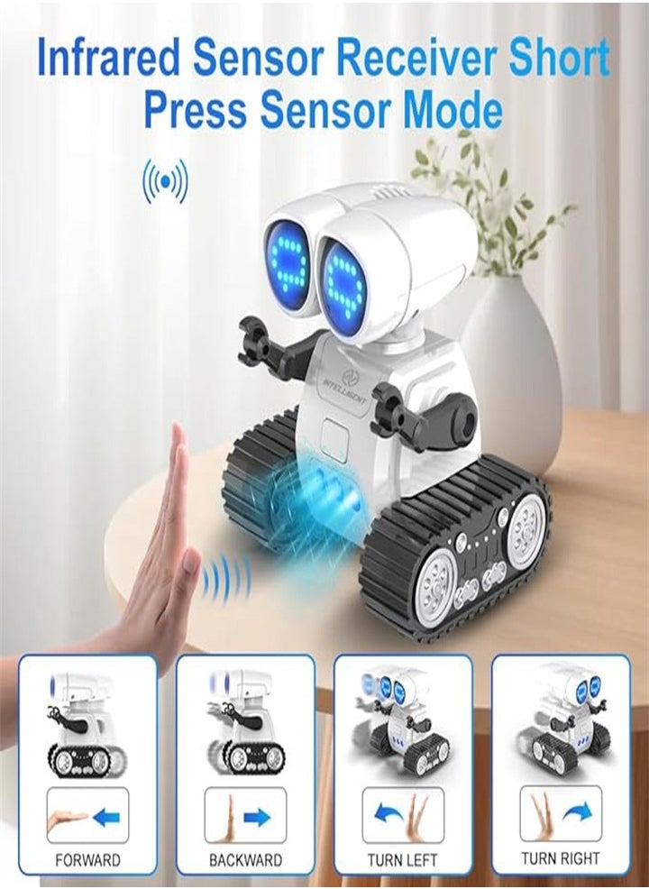 Kids Remote Control Robot Toy - Rechargeable WT Remote Control Toy for Boys Girls - with Gesture Sensing Dance Movement Music LED Eyes - Birthday Gift