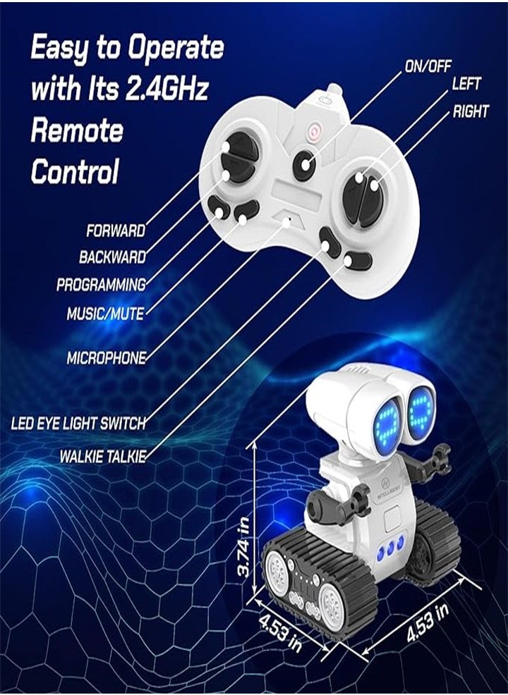 Robot Toys for Boys and Girls, Rechargeable Remote Control Emo Robot Toy with Music and 16 LED Eye Patterns, Kids Toys for Boys and Girls Ages 3-8, Gift for Girls Ages 3 4 5 6