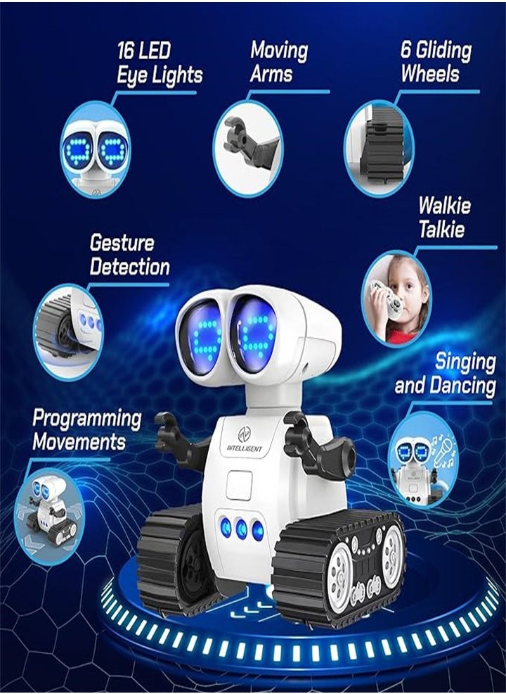 Robot Toys for Boys and Girls, Rechargeable Remote Control Emo Robot Toy with Music and 16 LED Eye Patterns, Kids Toys for Boys and Girls Ages 3-8, Gift for Girls Ages 3 4 5 6