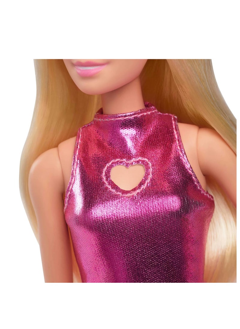 Barbie Fashionista Doll - Metallic Pink Dress With Heart Cut-Out