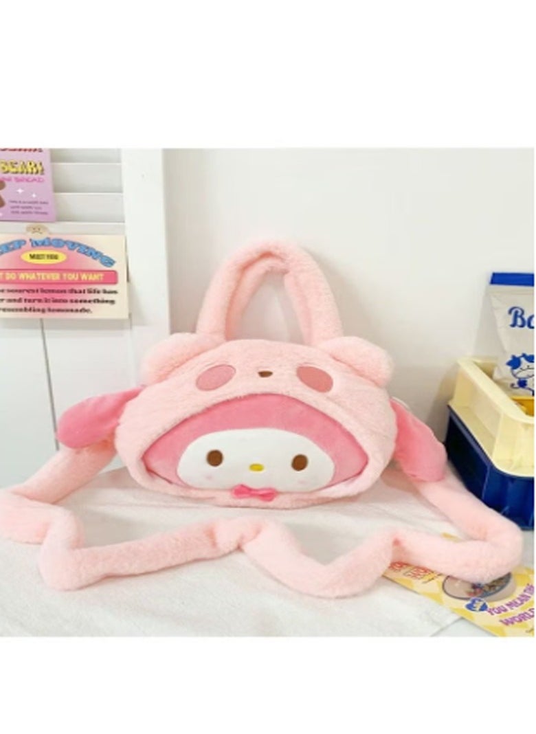 Sanrio Melody Shoulder Bag Plush Bag Crossbody Bag Bucket Storage Bag