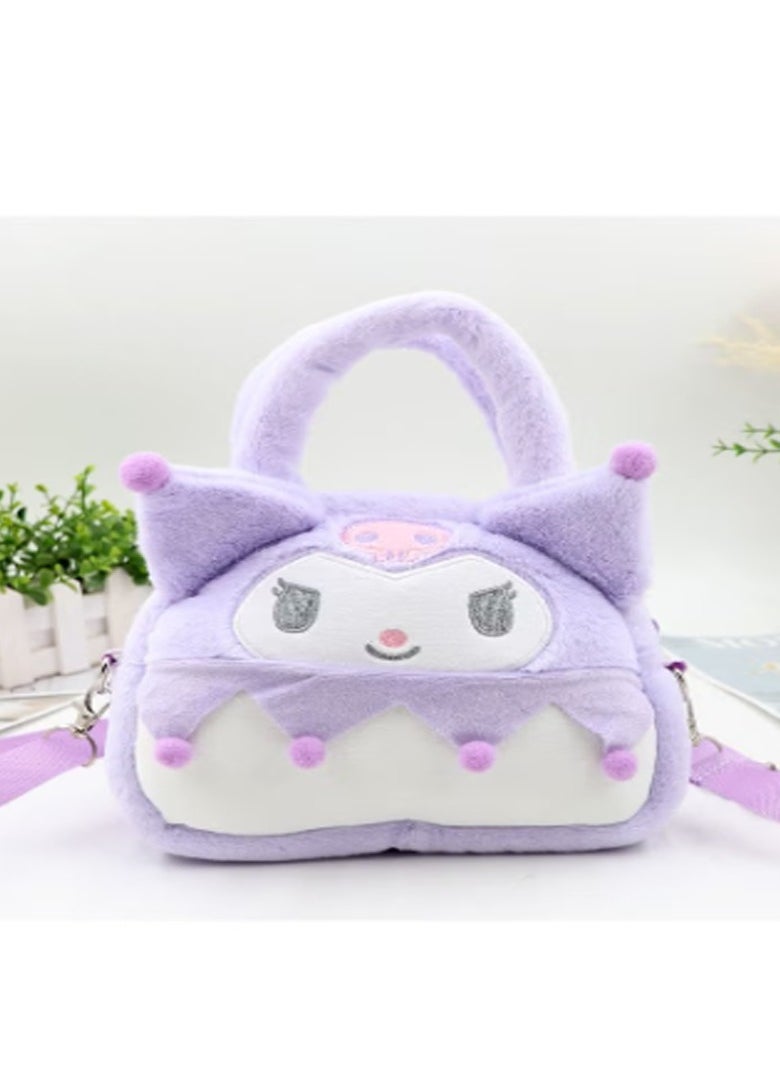 Kuromi Plush Crossbody Bag with Adjustable Shoulder Strap Wallet Purse Shoulder Bag Coin Pouch Accessories for Women Girls