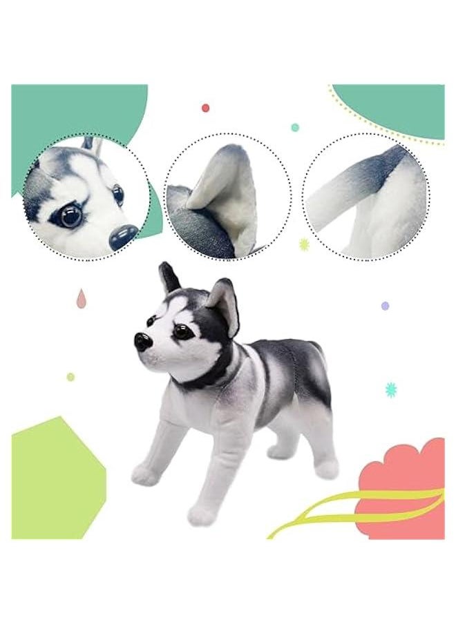 Lifelike Husky Dog Stuffed Animal Simulated Plush Puppy Toy Doll Super Realistic Grey Dogs Act Like Real  Gifts for Kids Birthday Party Dog Collection 12 Inches (Husky)