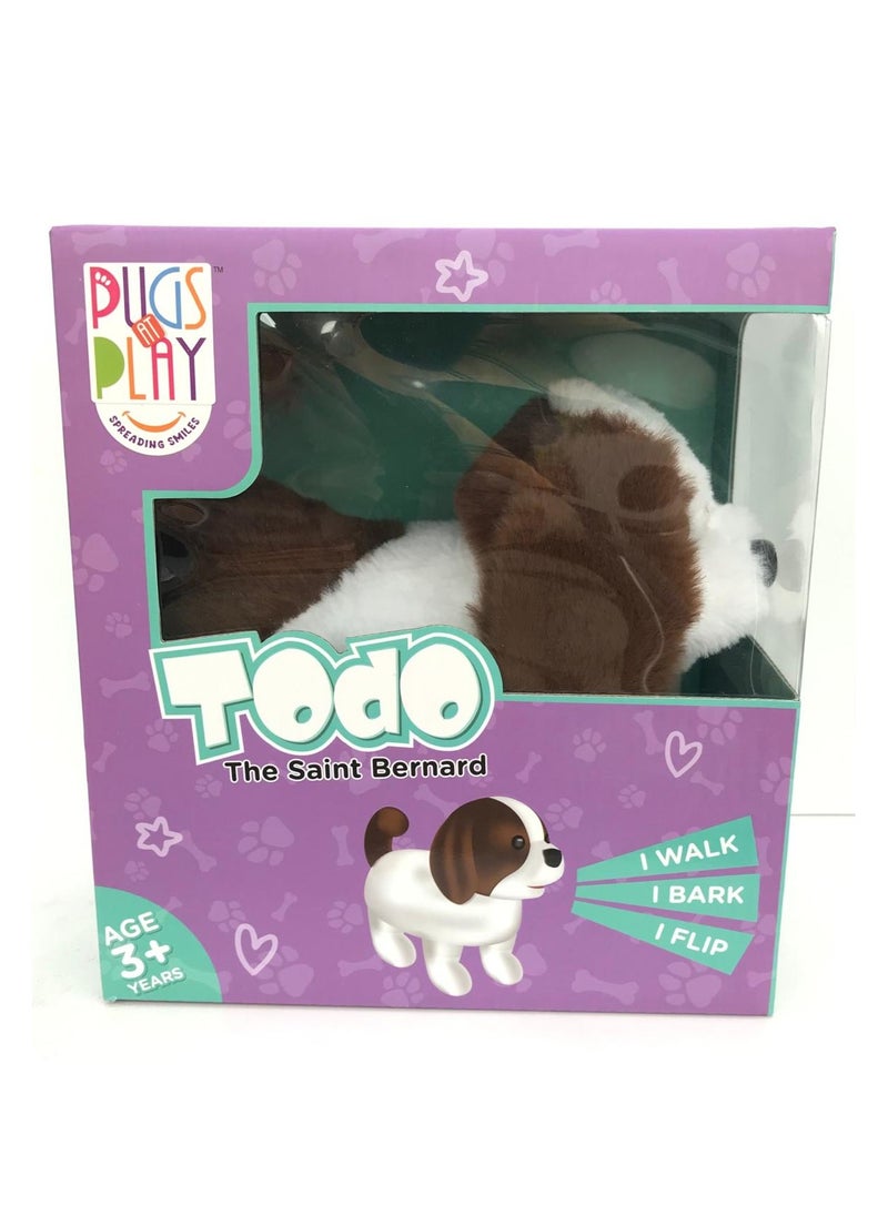 Pugs At Play Flipping Todo, Battery Operated | Soft Toy | Interactive Plush Toy | Gift for Kids and Adults