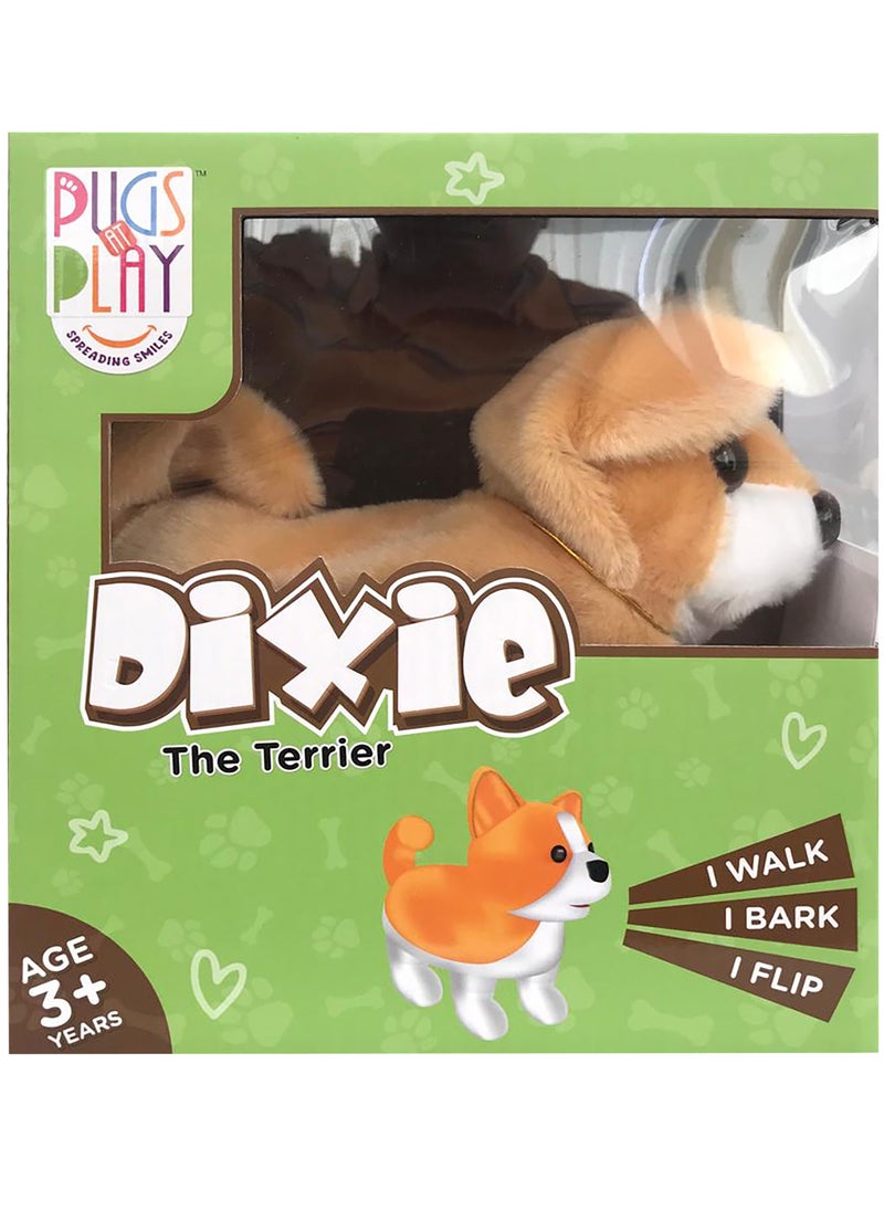 Pugs At Play Flipping Dixie, Battery Operated | Soft Toy | Interactive Plush Toy | Gift for Kids and Adults