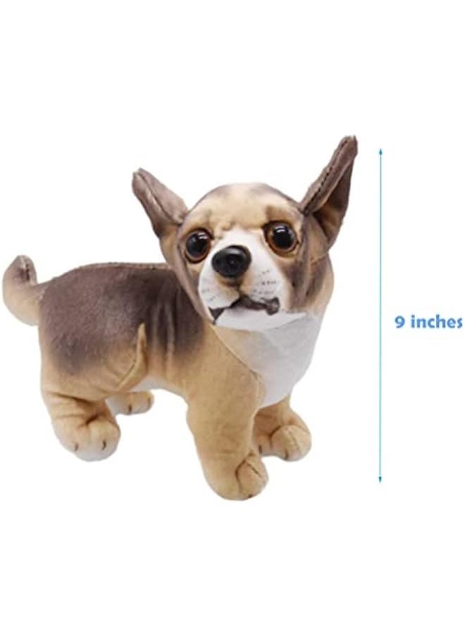 Lifelike Chihuahua Stuffed Animal Animated Plush Puppy Toy Doll Super Realistic Dogs Act Like Real  Gifts for Kids Birthday Party Dog Collection 9 Inches (Chihuahua)