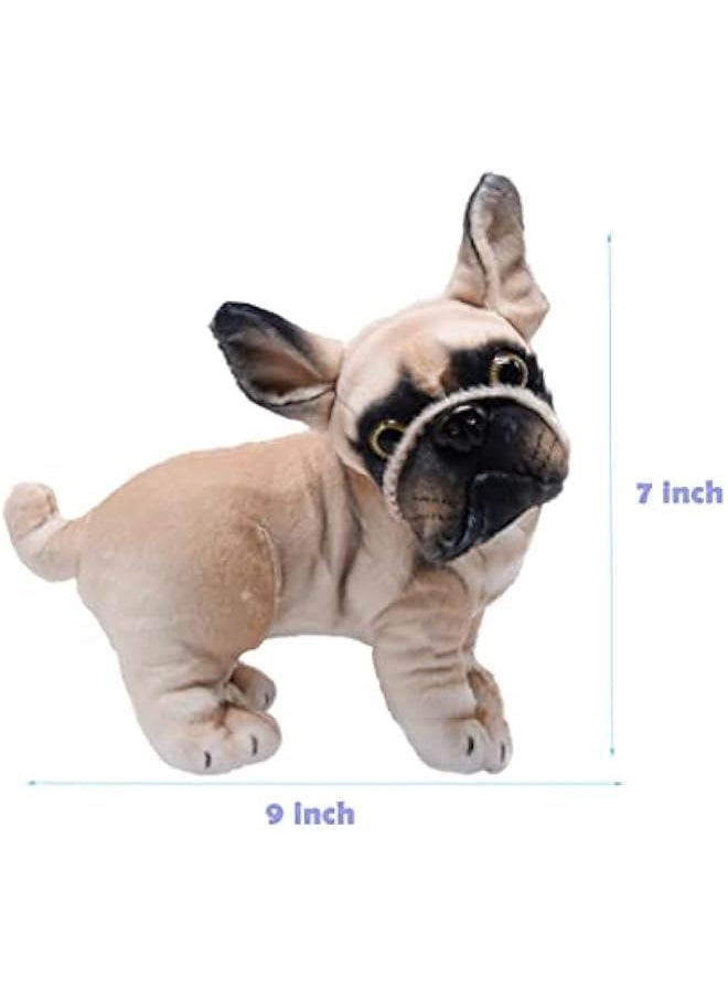 Lifelike French Bulldog Stuffed Animal Animated Plush Puppy Toy Doll Super Realistic Dogs Act Like Real  Gifts for Kids Birthday Party Dog Collection 9 Inches (Bulldog)