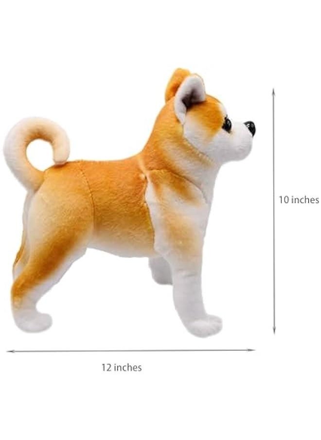 Lifelike Akita Dog Stuffed Animal Simulated Plush Puppy Toy Doll Super Realistic Shiba Inu Dogs Act Like Real  Gifts for Kids Birthday Party Dog Collection 12 Inches (Akita)