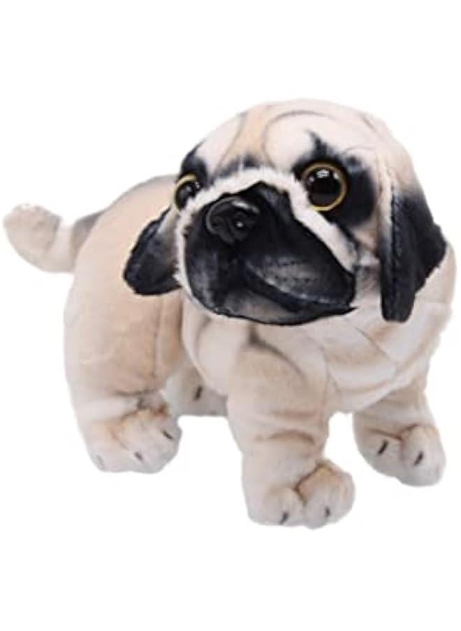 Lifelike Pug Dog Stuffed Animal Animated Plush Puppy Toy Doll Super Realistic Dogs Act Like Real  Gifts for Kids Birthday Party Dog Collection 9 Inches (Pug)