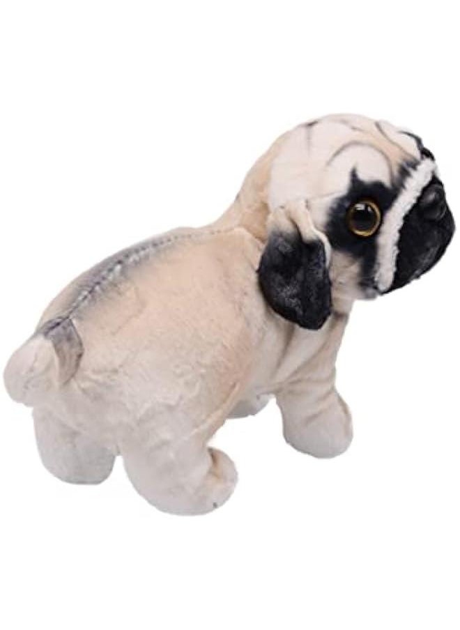 Lifelike Pug Dog Stuffed Animal Animated Plush Puppy Toy Doll Super Realistic Dogs Act Like Real  Gifts for Kids Birthday Party Dog Collection 9 Inches (Pug)