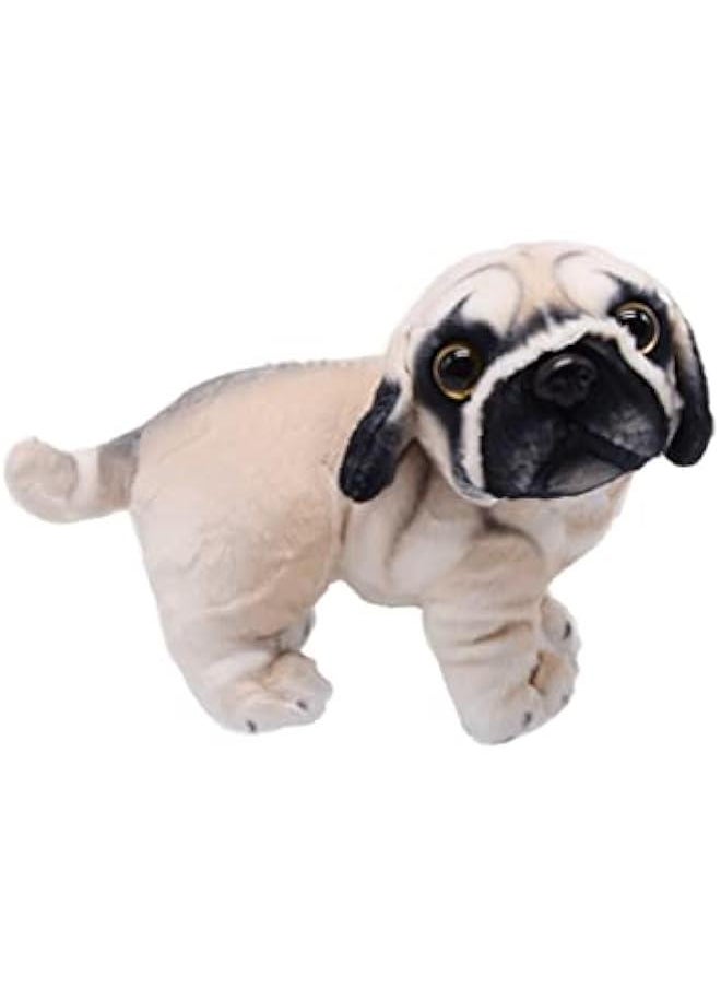 Lifelike Pug Dog Stuffed Animal Animated Plush Puppy Toy Doll Super Realistic Dogs Act Like Real  Gifts for Kids Birthday Party Dog Collection 9 Inches (Pug)