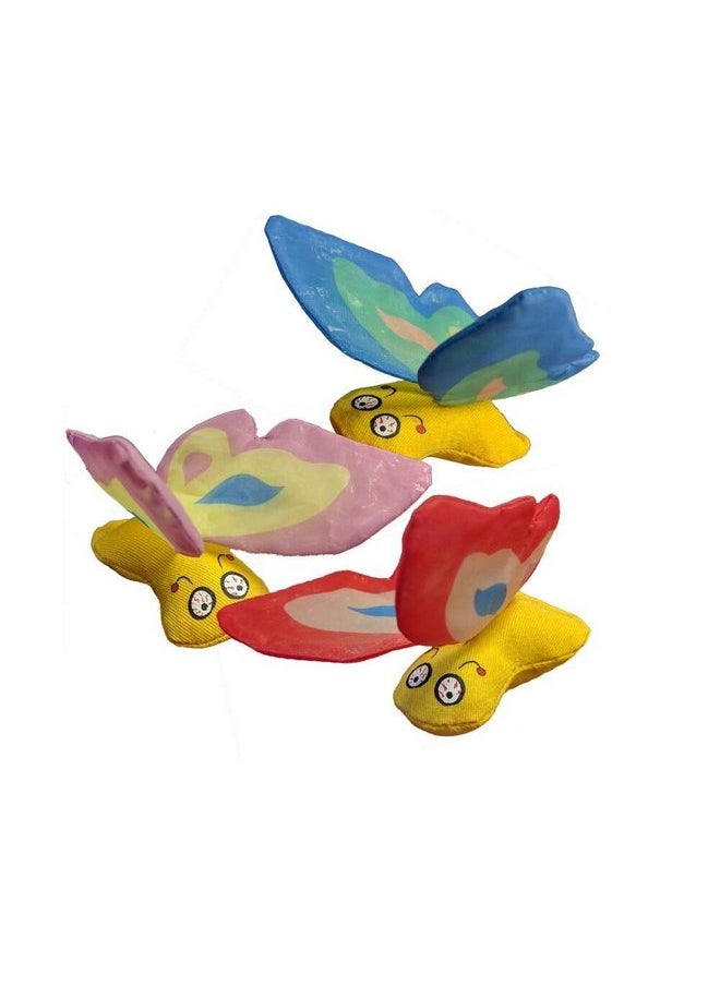 Yeowww! 3 Color Bundle of Organic Catnip Butterfly Cat Toys: Blue, Purple, and Red