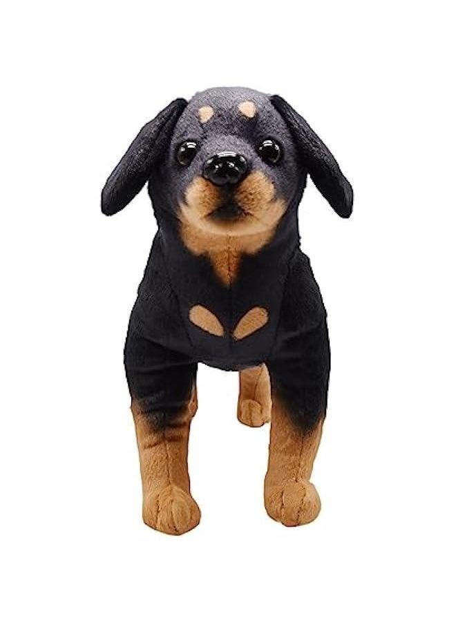 Lifelike Rottweiler Dog Stuffed Animal Simulated Plush Puppy Toy Doll Super Realistic Black Dogs Act Like Real  Gifts for Kids Birthday Party Dog Collection 12 Inches (Rottweiler)