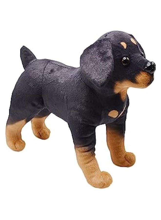 Lifelike Rottweiler Dog Stuffed Animal Simulated Plush Puppy Toy Doll Super Realistic Black Dogs Act Like Real  Gifts for Kids Birthday Party Dog Collection 12 Inches (Rottweiler)