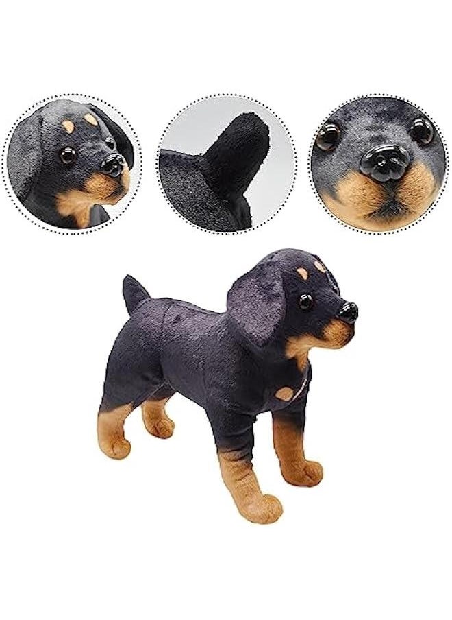 Lifelike Rottweiler Dog Stuffed Animal Simulated Plush Puppy Toy Doll Super Realistic Black Dogs Act Like Real  Gifts for Kids Birthday Party Dog Collection 12 Inches (Rottweiler)