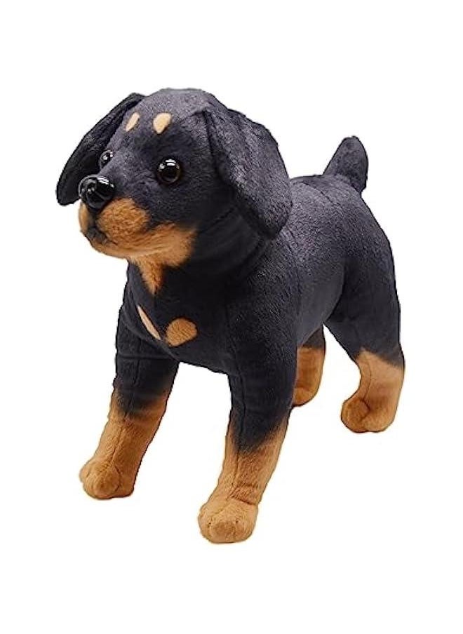 Lifelike Rottweiler Dog Stuffed Animal Simulated Plush Puppy Toy Doll Super Realistic Black Dogs Act Like Real  Gifts for Kids Birthday Party Dog Collection 12 Inches (Rottweiler)