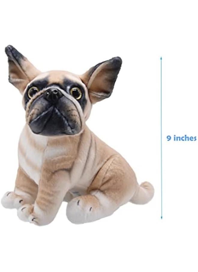 Lifelike French Bulldog Stuffed Animal Animated Plush Puppy Toy Doll Super Realistic Dogs Act Like Real  Gifts for Kids Birthday Party Dog Collection 9 Inches (Sitting Bulldog)