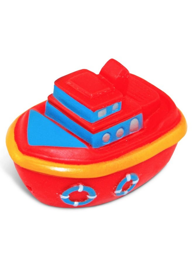 DolliBu Ship Bath Buddy Squirter - Floating Orange Ship Rubber Bath Toy, Fun Water Squirting Bathtime Play For Toddlers, Cute and Soft Watercrafts Toy For The Bathtub, Beach and Pool for Boys & Girls