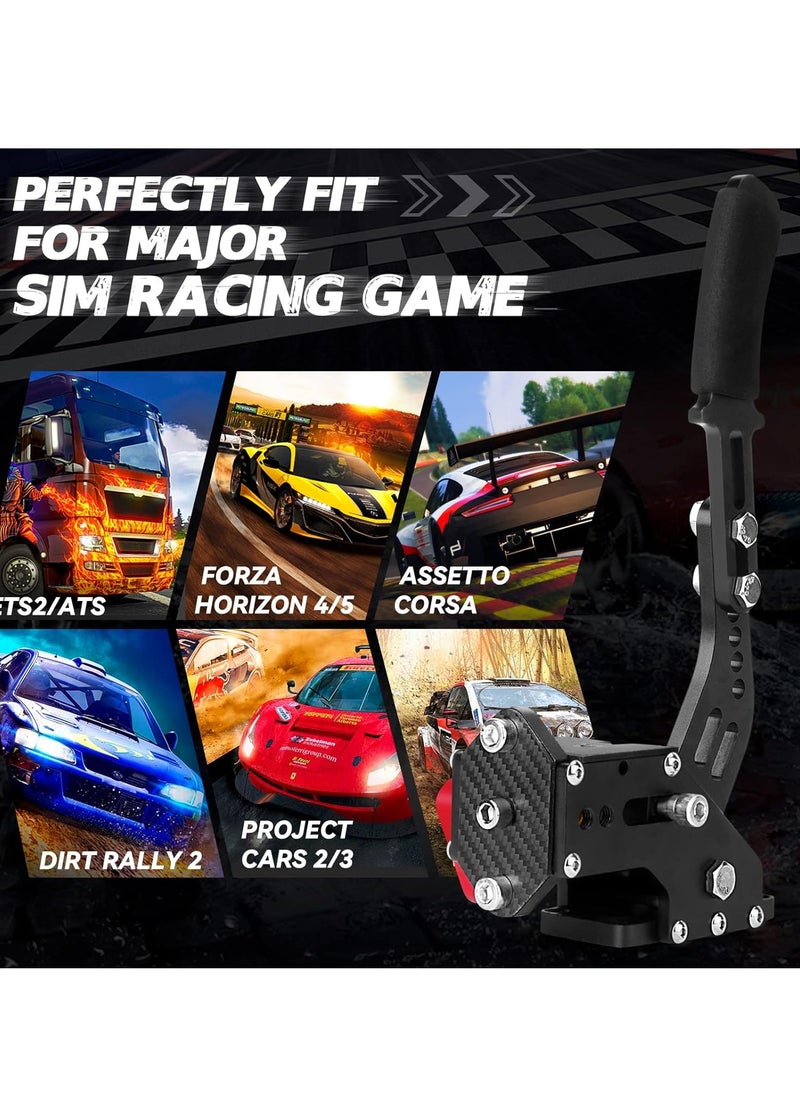 64Bit PC USB Handbrake, Upgrade SIM Racing Games Handbrake for LO GITECH G25 G27 G29 T500 T300 THRUST MASTER FANATECOSW DIRT RALLY, 2M Nylon CableReinforced SpringBlack+Clamp