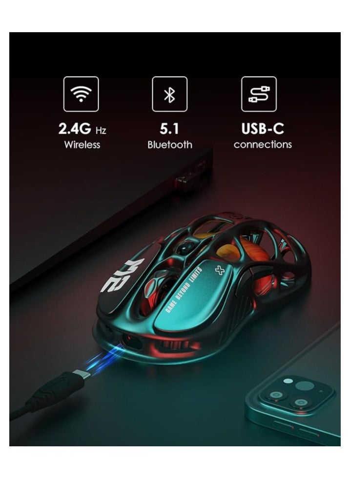 Mercury M2 Gaming Mouse - MMO Computer Gaming Mouse with 26,000 dpi Optical Sensor - 78g Lightweight Hollow Design - 5 Programmable Buttons - 5 RGB Modes - Stealth Black