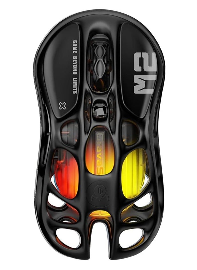Mercury M2 Gaming Mouse - MMO Computer Gaming Mouse with 26,000 dpi Optical Sensor - 78g Lightweight Hollow Design - 5 Programmable Buttons - 5 RGB Modes - Stealth Black