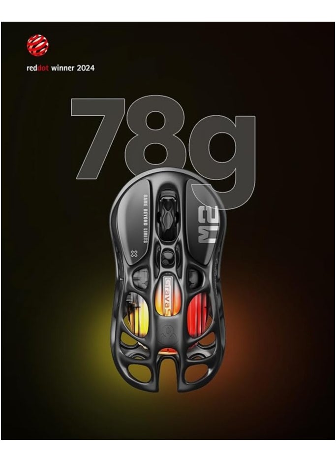 Mercury M2 Gaming Mouse - MMO Computer Gaming Mouse with 26,000 dpi Optical Sensor - 78g Lightweight Hollow Design - 5 Programmable Buttons - 5 RGB Modes - Stealth Black