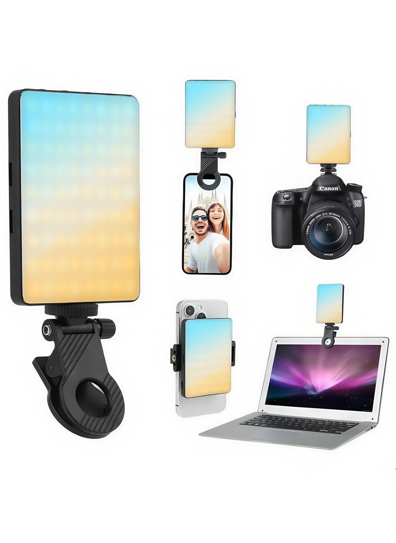 Magnetic Photography Light Clip on Phone LaptopVideo Light Portable LED Camera Fill Light Panel Pocket LED Phone Light Dimmable 3 Lighting Effects Rechargeable LED Lighting for Video Conference TikTok Youtube