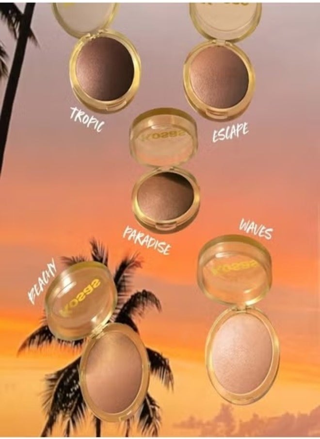 Kosas The Sun Show Glowy Warmth Talc-Free Baked Bronzer, Paradise - Medium Deep Bronze 6g - Radiant, Natural Glow