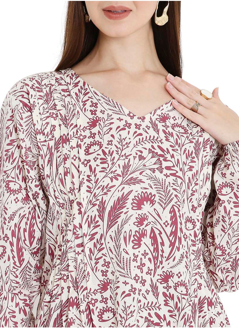 HIGH QUALITY SHORT PRINTED FARASHA ARABIC KAFTAN JALABIYA DRESS
