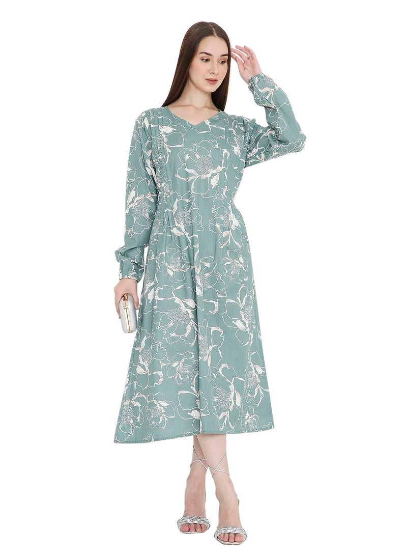 UNIQUE PRINTED SHORT FARASHA MODEST WEAR ARABIC KAFTAN JALABIYA DRESS