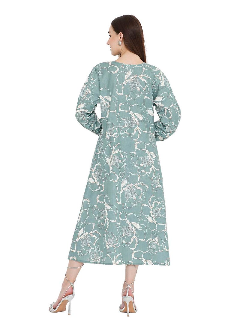 UNIQUE PRINTED SHORT FARASHA MODEST WEAR ARABIC KAFTAN JALABIYA DRESS