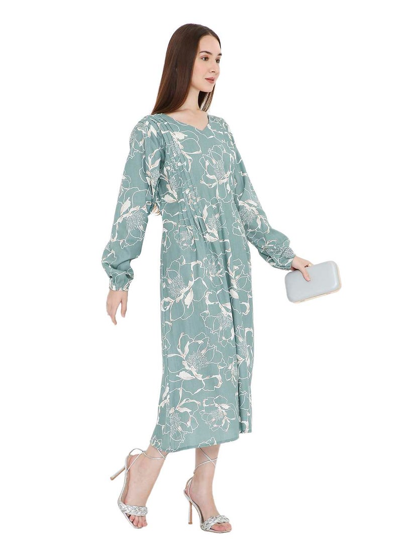 UNIQUE PRINTED SHORT FARASHA MODEST WEAR ARABIC KAFTAN JALABIYA DRESS