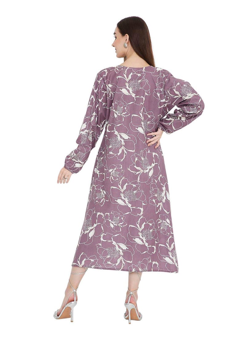UNIQUE PRINTED SHORT FARASHA MODEST WEAR ARABIC KAFTAN JALABIYA DRESS