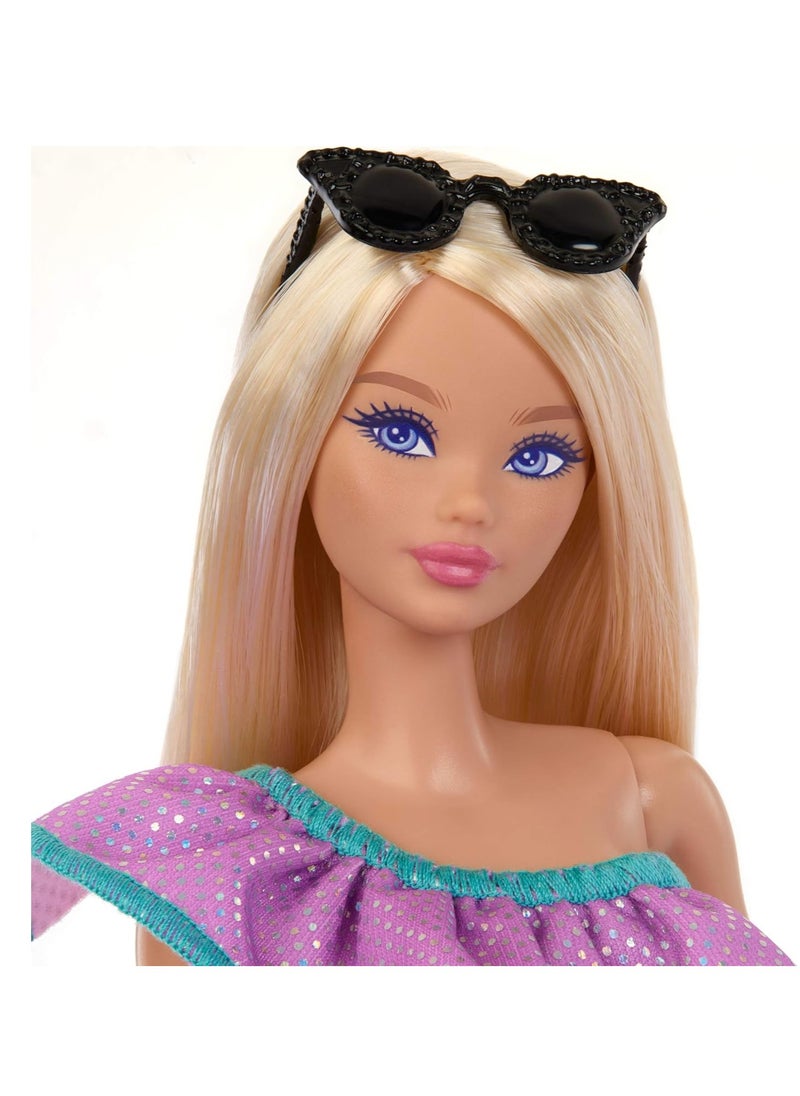 ​Barbie Doll With Clothes And Accessories, Blonde Hair And 3 Party-Themed Mix-And-Match Outfits Including Dresses, Purses And Heels