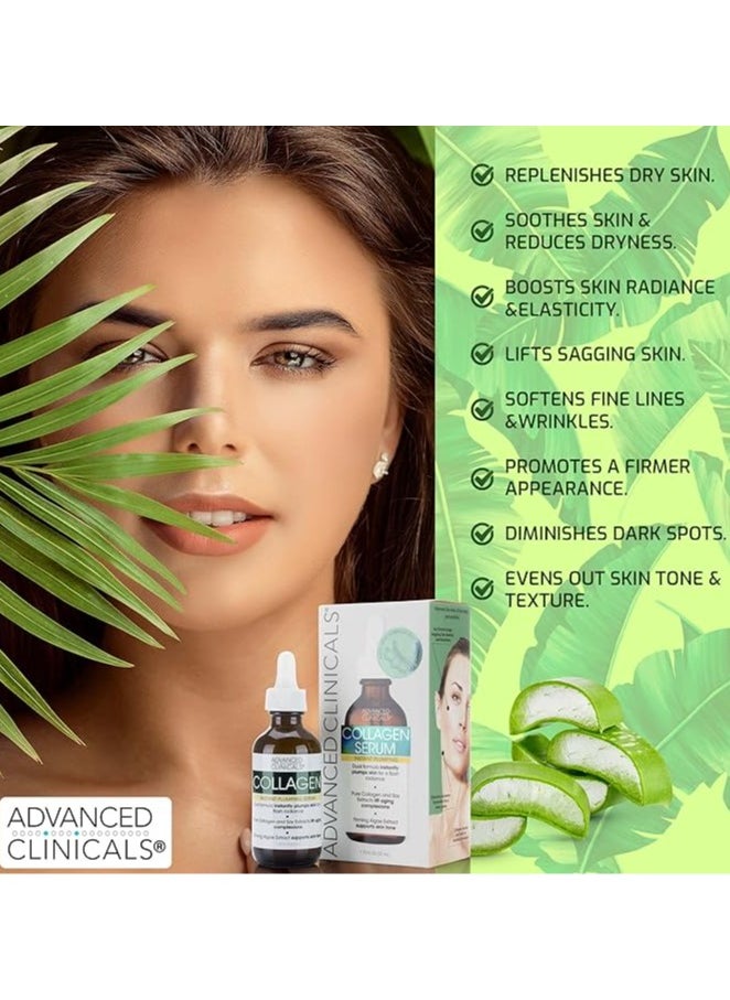 Advanced Clinicals Collagen Anti Aging Face Serum For Skin Tightening, Brightening & Hydrating, 1.75fl. oz(52ml)
