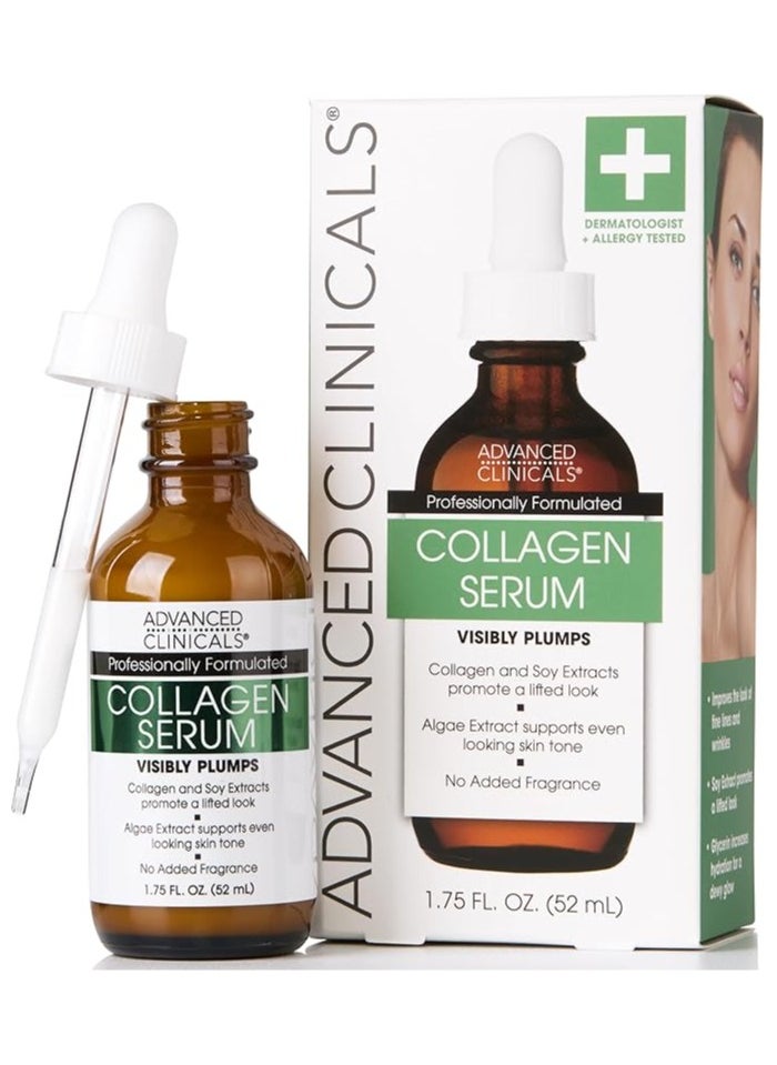Advanced Clinicals Collagen Anti Aging Face Serum For Skin Tightening, Brightening & Hydrating, 1.75fl. oz(52ml)