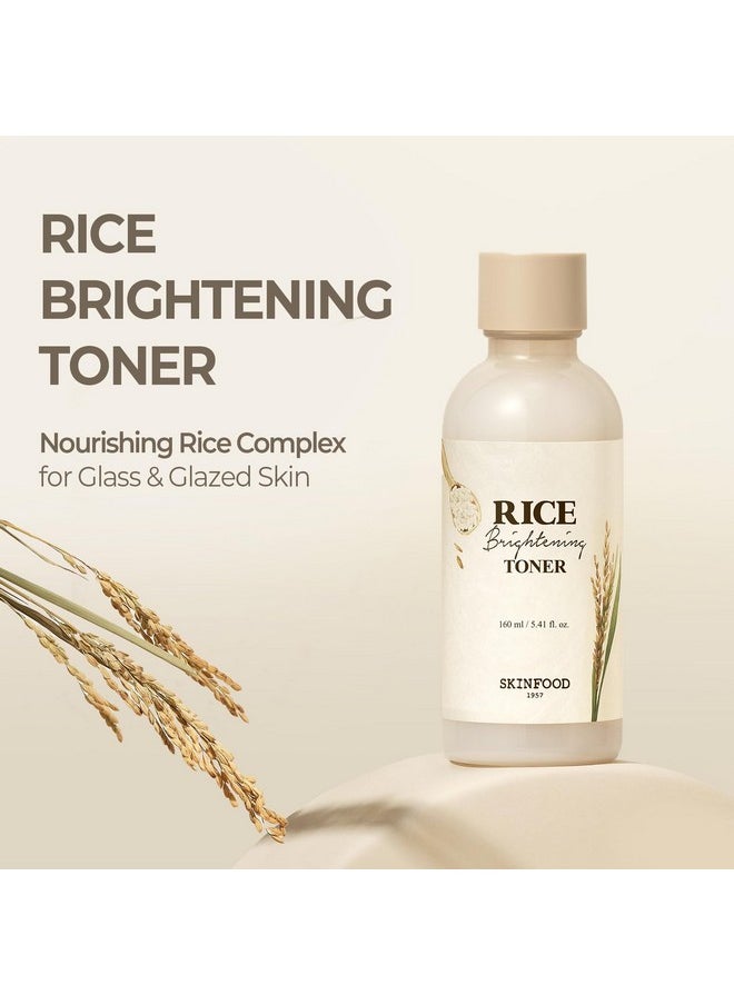 Skinfood Rice Brightening Toner, Korean Skincare Face Toner For Glow Glass Skin, Natural Rice Water Milk For Pore Minimizing, Hydrating, Glowing Skin, Vegan, 160Ml/5.4Fl.Oz.