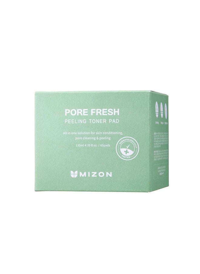 Pore Fresh Peeling Toner Pad, For Sensitive Skin, Aha, Bha, Pha, Peeling Pads, Soothing, Exfoliating, Pore Care (60 Pads, 130Ml)