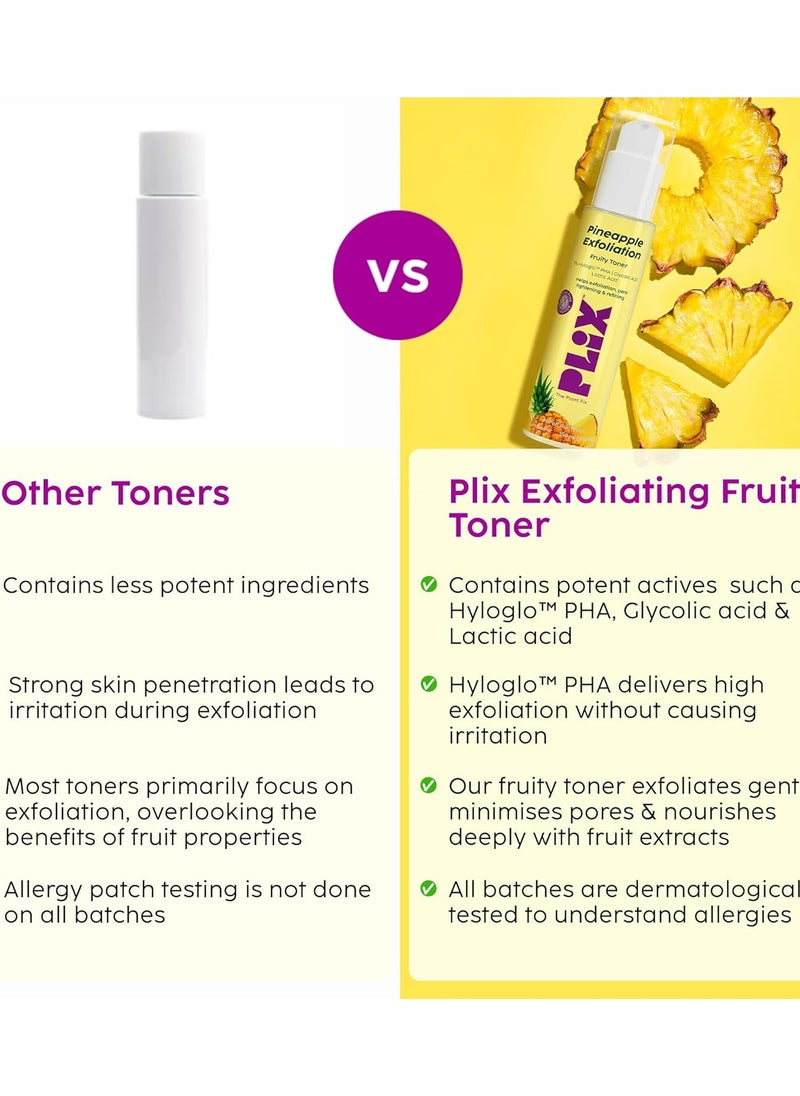 Pineapple PHA 3% Alcohol Free Face Toner (150ml) | Pore Tightening & Mild Exfoliation for Oily, Acne Prone, Sensitive & Normal Skin | Hydrating Face Toner for Glowing Skin