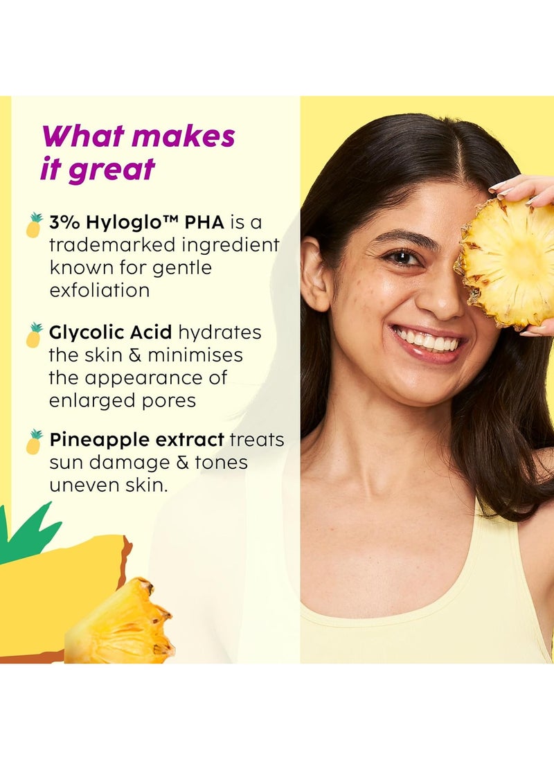 Pineapple PHA 3% Alcohol Free Face Toner (150ml) | Pore Tightening & Mild Exfoliation for Oily, Acne Prone, Sensitive & Normal Skin | Hydrating Face Toner for Glowing Skin