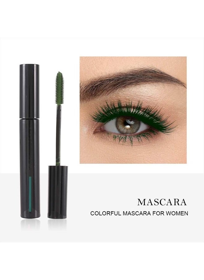 Colorful Mascara Mascaras Thick Eyelash Wataerproof Eyelashes Thicker Long Lasting Eyes Makeup for Women and Girls Pack of 1 (B- Green)