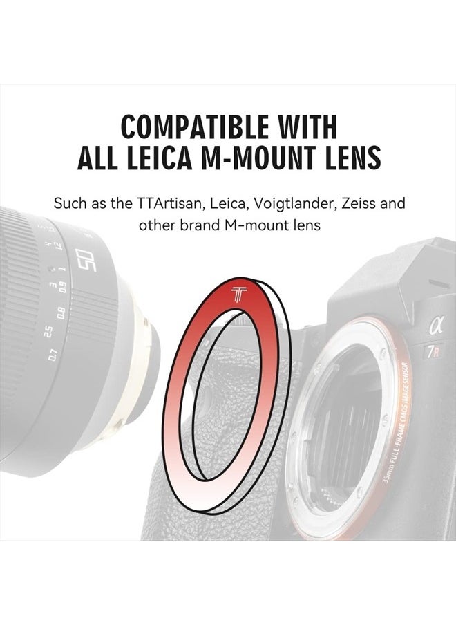 TTArtisan M to Sony E Mount Adapter Lens Converter Ring Compatible with A7 A7II A7III A7IV A7R A7RII A7RIII A7RIV A7RV A7S A7SII A7SIII A7C A9 A9II A1 A9III A1II ZV-E1 A7C2 A7CR