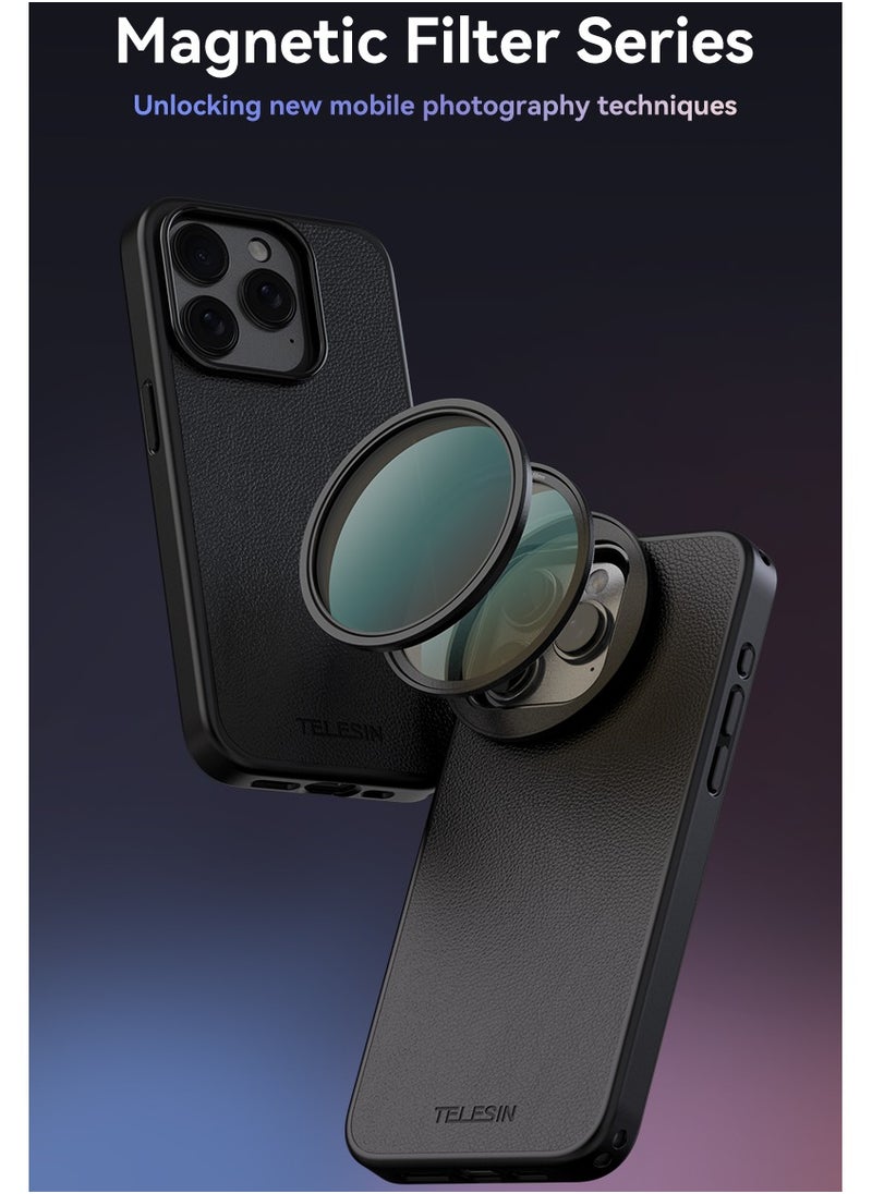 Magnetic Phone Case with VND 5-Stop Adjustable ND Filter + CPL Filter for iPhone 15 Pro Max | Professional Lens Attachment | High Transparency, Scratch-Resistant, Ultra-Thin Design