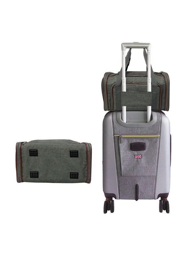 Mr. Peanut's Expandable Airline Approved Soft Sided Pet Carrier, Luxury Travel Tote with Premium Auto Self Locking Zippers, Plush Faux Fleece Bedding with Sturdy Plywood Base, 18LX10.5 (Twilight Gray)