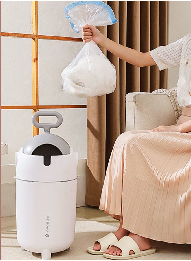 Baby Nappy Bin, Diaper Trash Bin, Diaper Disposal for Home Use, Durable and Odorless, White