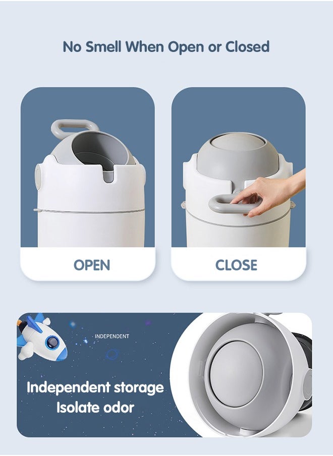 Baby Nappy Bin, Diaper Trash Bin, Diaper Disposal for Home Use, Durable and Odorless, White