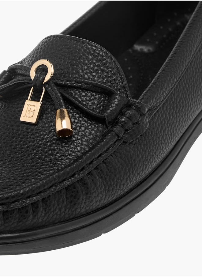 Womens Textured Bow Accent Slip-On Loafers Ramadan Collection